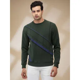 ColorPlus Men Striped Round Neck Cotton Sweatshirt-picture-35