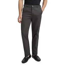 colorplus Men's Pure Cotton Solid Piece Dyed Pattern Tailored Fit Flat Front Casual Trouser-picture-17