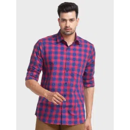ColorPlus Multi Cotton Tailored Fit Checks Shirt-picture-28