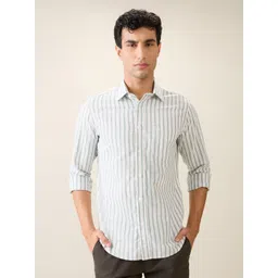 ColorPlus Slim Fit Striped Spread Collar Cotton Casual Shirt-picture-13