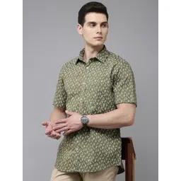 ColorPlus Tailored Fit Opaque Floral Printed Casual Shirt-picture-13