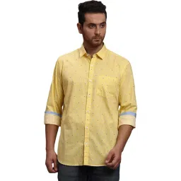 ColorPlus Yellow Cotton Regular Fit Printed Shirt-picture-47
