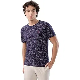 Colorplus Men Regular Fit Print Pattern Pure Cotton Half Sleeve Round Neck Casual T-Shirt Navy-picture-11