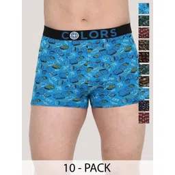 COLORS by Rupa Frontline Pack Of 10 Printed Low-Rise Long Trunks-image-2