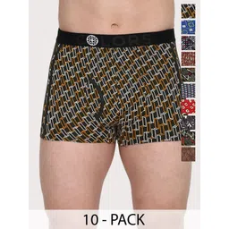 COLORS by Rupa Frontline Pack Of 10 Printed Low-Rise Long Trunks-image-3
