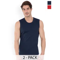 COLORS by Rupa Frontline Pack Of 2 Striped Anti-Bacterial Cotton Basic Innervests-image-11