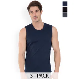 COLORS by Rupa Frontline Pack Of 3 Anti-Bacterial Cotton Basic Innervests-image-1