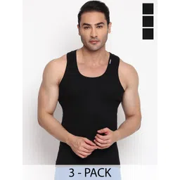 COLORS by Rupa Frontline Pack Of 3 Anti-Bacterial Cotton Undershirt Vests-image-18