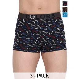 COLORS by Rupa Frontline Pack Of 3 Assorted Mid-Rise Short Trunks-image-22