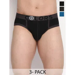 COLORS by Rupa Frontline Pack of 3 Mid-Rise Basic Briefs-image-43