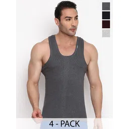 COLORS by Rupa Frontline Pack Of 4 Anti-Bacterial Cotton Undershirt Vests-image-14
