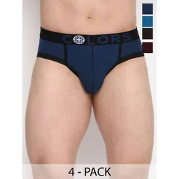 COLORS by Rupa Frontline Pack Of 4 Brand Logo Printed Mid-Rise Basic Briefs-image-25