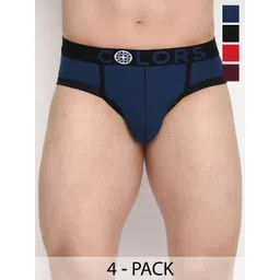 COLORS by Rupa Frontline Pack Of 4 Mid Rise Outer Elastic Basic Briefs-image-34