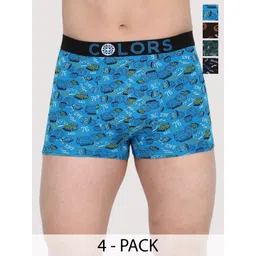 COLORS by Rupa Frontline Pack Of 4 Printed Low-Rise Long Trunks-image-7