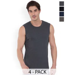 COLORS by Rupa Frontline Pack Of 4 Self Design Anti-Bacterial Cotton Basic InnerVests-image-12