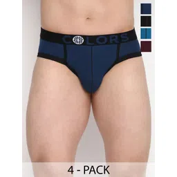 COLORS by Rupa Frontline Pack of 4 Solid Cotton Blend Basic Briefs-image-0