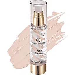 Colors Queen 7 in 1 Total Repair Liquid Foundation | Full Coverage, Oil Free Foundation Comes with Primer, Concealer, Moisturizer, CC Cream for Smooth and Radiant Skin | Foundation for Face Makeup (01 - Ivory, 50g)-picture-26