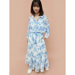 Colour Me by Melange Blue & White Floral Print Shirt-picture-41