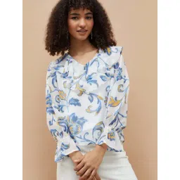 Colour Me By Melange White Regular Fit Printed Top With Inner-picture-36