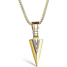 COLOUR OUR DREAMS Silver Titanium Steel Arrowshaped Pendant Necklace for Men-picture-51