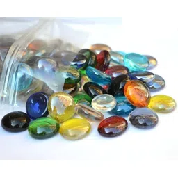 colour stone Polished Round Glass Pebbles Stone for Vase Fillers Plant Pots Aquarium Home Garden Decor & Landscape (Multi Colour, 500 grams) Polished, Regular, Painted Round Fire Glass Pebbles image 1