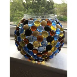 colour stone Polished Round Glass Pebbles Stone for Vase Fillers Plant Pots Aquarium Home Garden Decor & Landscape (Multi Colour, 500 grams) Polished, Regular, Painted Round Fire Glass Pebbles image 4