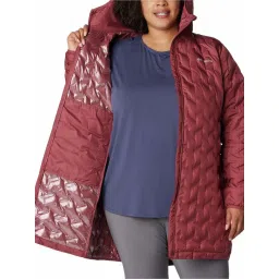 Columbia Maroon Hooded Long Down Jacket image 3