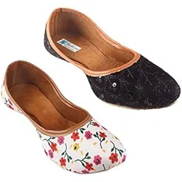 Combo Jaipuri Ethnic Multicolor Juti, Mojari, Bellies, Rajasthani Jutiya for Woman & Girls-picture-37