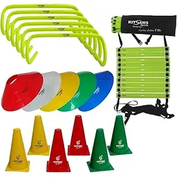 Combo of Agility Ladder 4 Meter with 10 Rungs; 6 Marker Cones (6-inch), Multicolour Saucer Cones Set of 20 and Agility Hurdles 6" inch 6 pcs.-picture-15