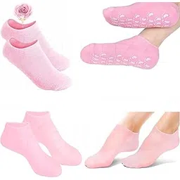 Combo of Silicone and Spa Gel Socks (1 + 1 Pair) for Women - Crack Heel Repair, Dry Foot Moisturizer With Natural Oil & Vitamin E - Pink-picture-51