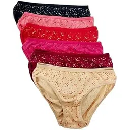 Combo Pack of 6 Women's Cotton Hipster Innerwear Floral Printed Panties Assorted Briefs with Elastic Inner Wear Multicolor-picture-27