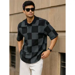 COMBRAIDED Checked Polo Collar T-shirt-picture-16