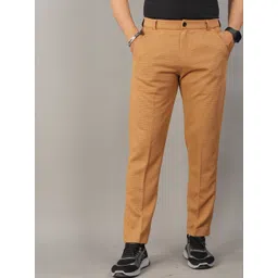 COMBRAIDED Men Khaki Solid Chinos Trousers-picture-34