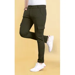 combraided Men Self Design Green Track Pants-picture-12
