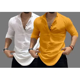 combraided Men Solid Cotton Blend Straight Kurta-picture-18