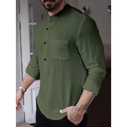 combraided Men Solid Cotton Blend Straight Kurta-picture-13