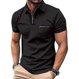 combraided Men's Knit Polo Shirts | Quarter Zip Stretch Lightweight Golf Shirts | Business Casual Workwear | Short Sleeve Summer Fashion | Stylish Slim Fit-picture-46