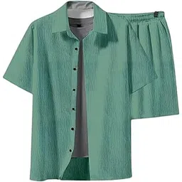 combraided MiraMichi Regular Size Men's Solid Night Suit Set - Cotton Blend Fabric, Comfortable and Stylish (Pista, XX-Large)-picture-22