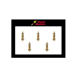 Comet Busters 5 Pcs Embellished Reusable Designer Bindis - Gold-Toned-picture-24