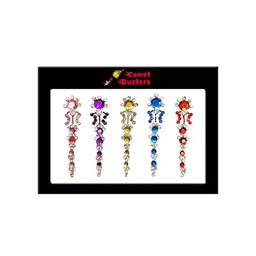 Comet Busters 5 Pcs Multicoloured Large Stone Studded Bindi-image-4