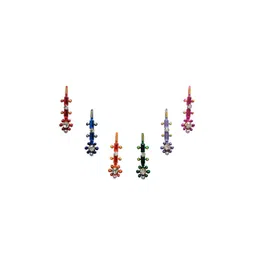 Comet Busters 6 Pcs Multicoloured Floral Shaped Stone Studded Bindi-image-30
