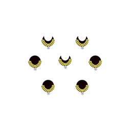 Comet Busters 7-Pcs Handmade Traditional Designer Reusable Bindi - Black 2125-picture-29