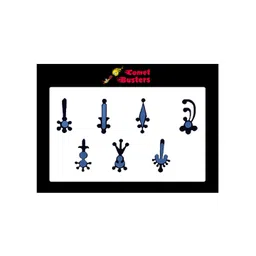 Comet Busters 7 Pcs Reusable Designer Bindis - Black & Blue-image-46