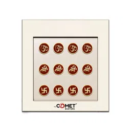 Comet Busters Indira Round Spiritual OM Swastika Shree Handcrafted Bindi - Maroon & Gold-image-1