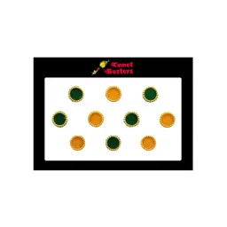 Comet Busters Set Of 10 Designer Circular Bindi - Green & Yellow-image-18
