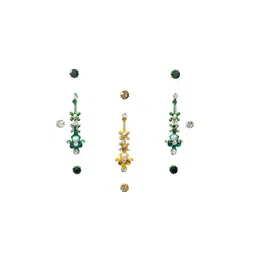 Comet Busters Set of 3 Designer Stone-Studded Bindi - Green & Yellow-image-19