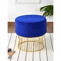 COMFIDELITAS Blue Abstract Printed Cylindrical Shaped Seating Ottoman-picture-14