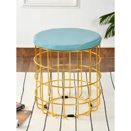 COMFIDELITAS Teviston Turquoise Blue Cylindrical Shaped Seating Ottoman-picture-22