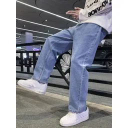 COMFITS Men Classic Relaxed Fit Denim Baggy Mid-Rise Cotton Stretchable Jeans-picture-18