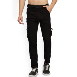 COMFITS Men Denim Classic Regular Fit Mid-Rise Flat-Front Cargo Trousers-picture-41